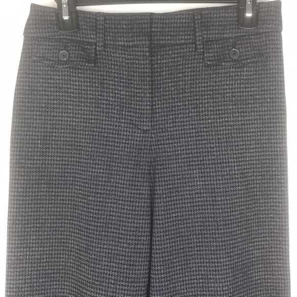 Loft High Waist Trouser Mid Rise Pants Houndstooth Wide Leg Navy Black Size 2 - Picture 2 of 9